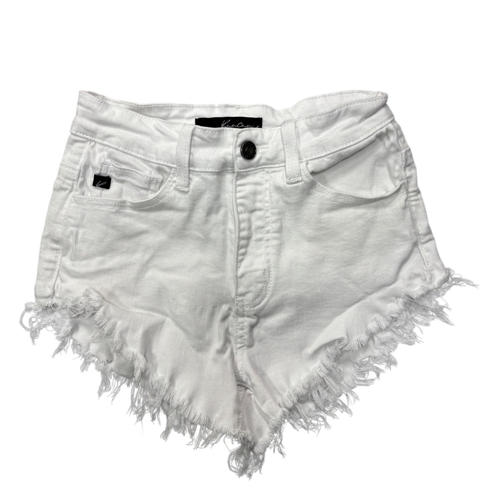 KanCan Denim‎ Shorts Womens 23 White Frayed Raw Hem High Rise KC6033WT Edgy